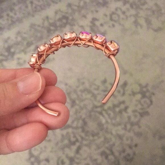 Raw Copper Pink+ Purple Crystal Ombré Bangle Bracelet - Picture 7 of 9